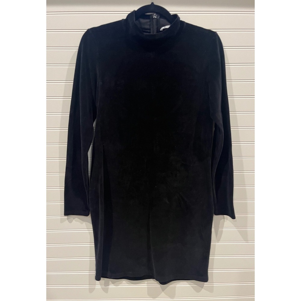 T by Alexander Wang Black Velvet Mock Neck Cutout Long Sleeve Mini Dress Medium